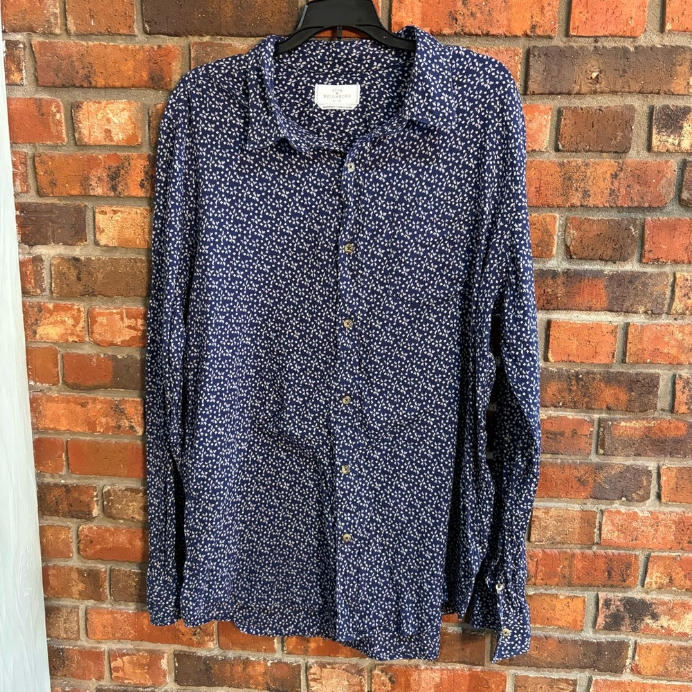 Your Neighbors womens floral button up shirt blue XL